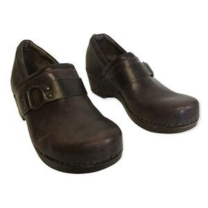 Sofft Womens Berit Clogs Brown Leather Slip Resistant Sole Slip-On Shoes Size 11